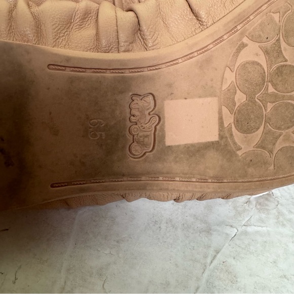 COACH Eleanor Leather Ballet Flats Nude Pink Ruched Shoes Minimalist CC Logo - Picture 15 of 16